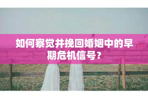如何察觉并挽回婚姻中的早期危机信号？
