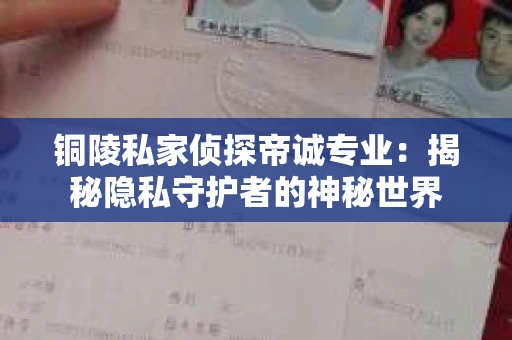 铜陵私家侦探帝诚专业：揭秘隐私守护者的神秘世界