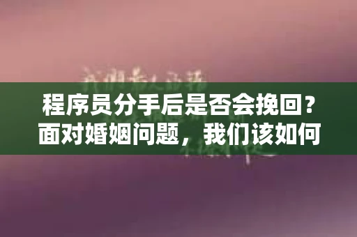 程序员分手后是否会挽回？面对婚姻问题，我们该如何应对？